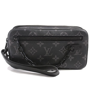 Louis Vuitton Monogram Eclipse Pochette Volga Clutch Bag Black